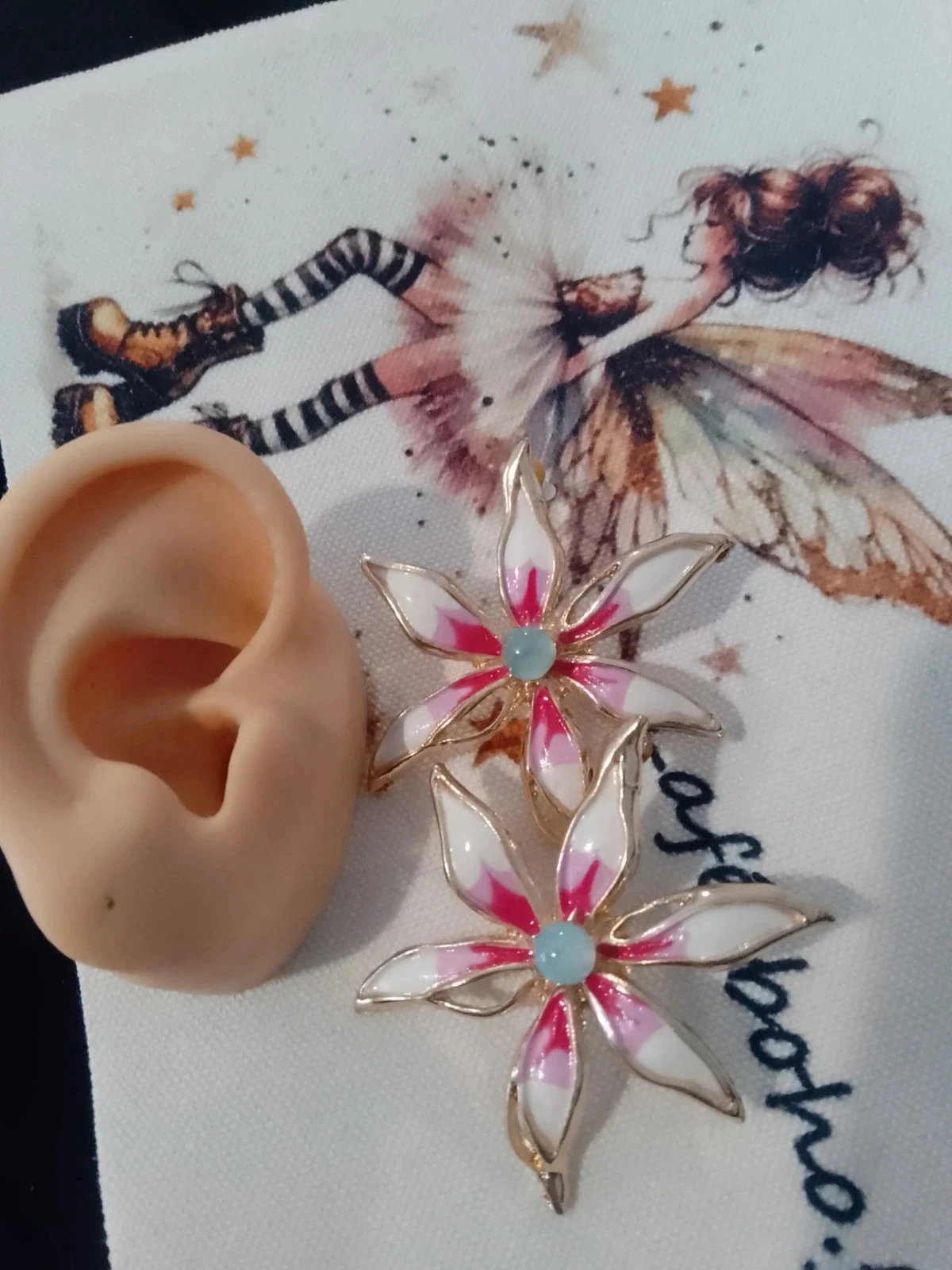 Boucles d'oreilles bohèmes fleurs avec pierres aquacalcedoine naturelles – photo 2